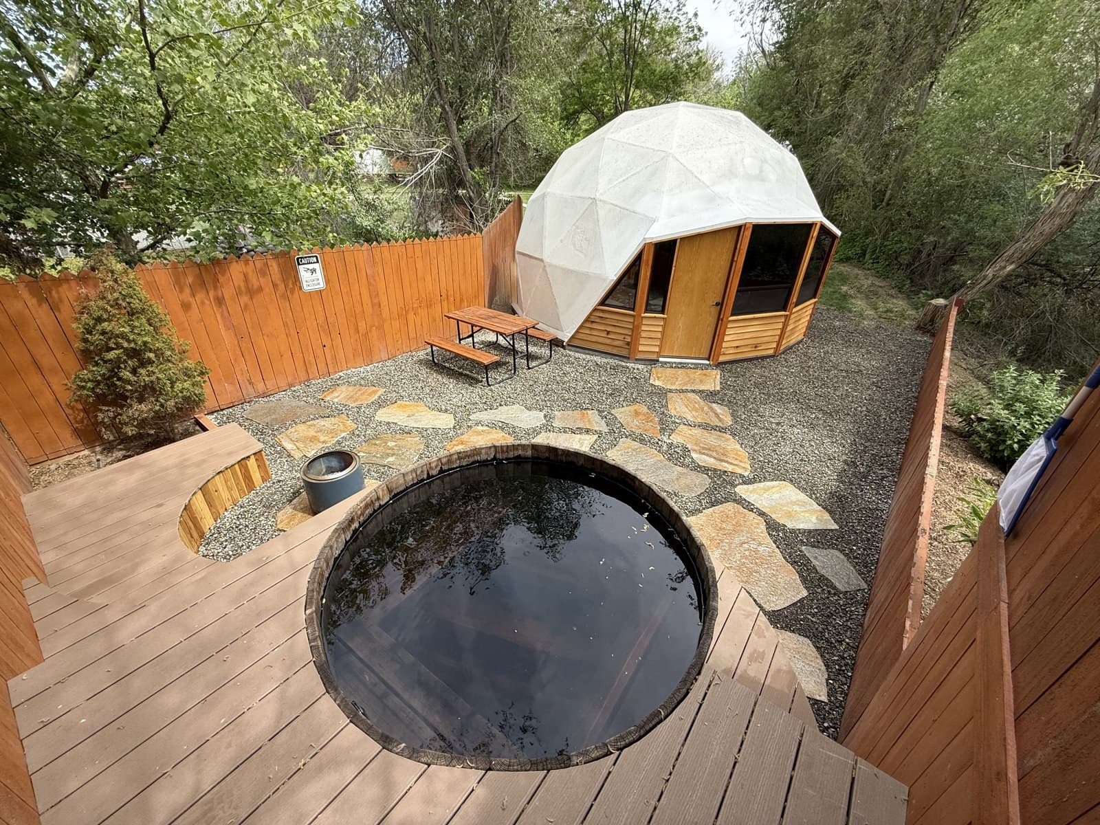 Private plunge pool beside dome lodging